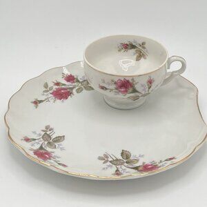 Norcrest Fine China Japan Floral Rose Tea Cup & Scallop Saucer Set Vintage Boho